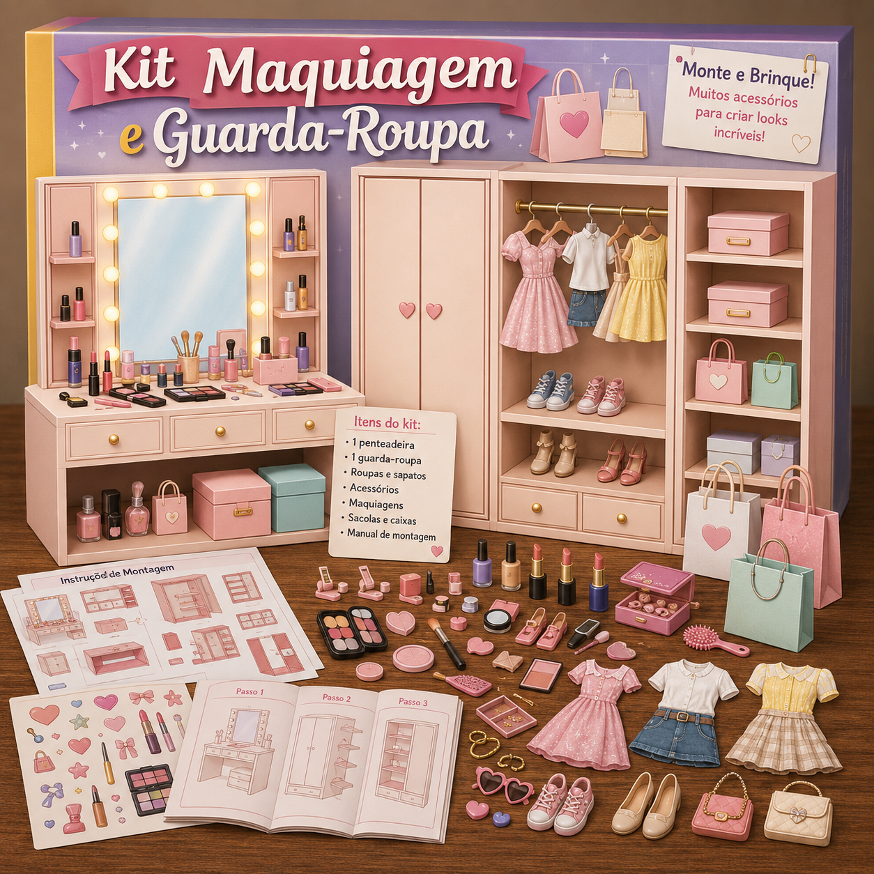Kit Maquiagem + Guarda-roupa